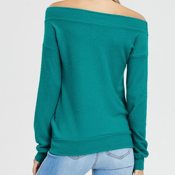 Last One❗️Teal Off Shoulder Sweater - Picture 5 of 5